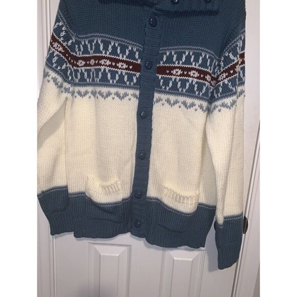 Sigallo Vintage Acrylic Button Down Grandpacore Winter Sweater Cardigan Large - Picture 4 of 8